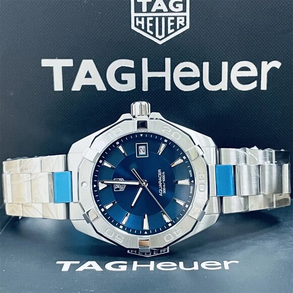 AUTH TAG HEUER AQUARACER 300M SWISS DIAL SILVER TONE MEN'S WATCH WAY1112.BA0928 - Picture 5 of 8